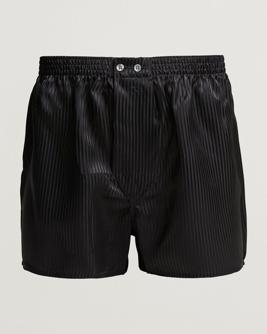 Derek Rose Classic Fit Silk Boxer Shorts Black – Svart