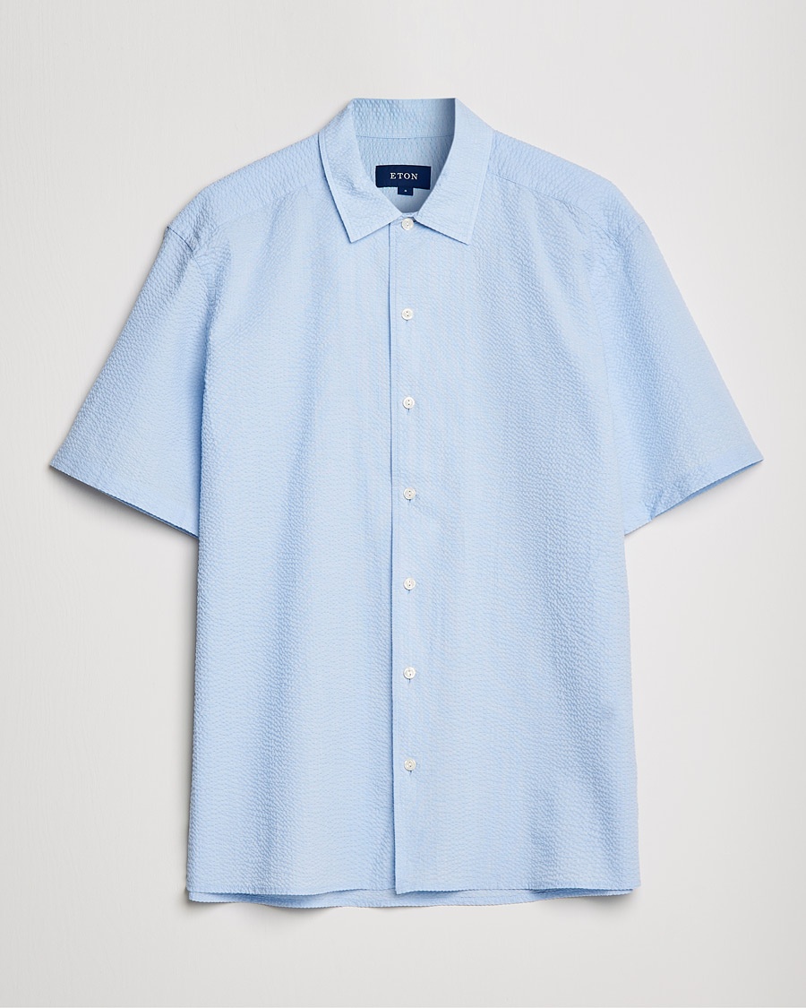 Eton Seersucker Short Sleeve Shirt Light Blue Eton Seersucker Short Sleeve Shirt Light Blue