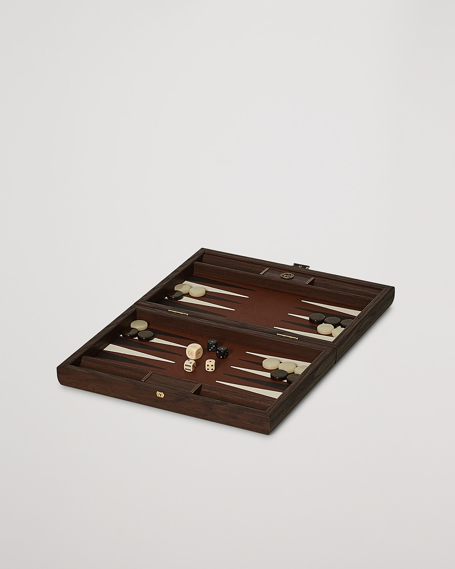 Manopoulos Small Leatherette Backgammon Set Caramel Brown – Brun