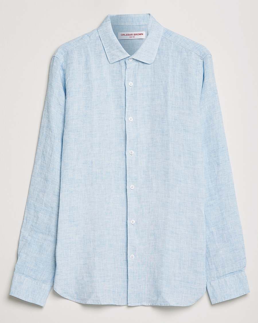 Herre | Orlebar Brown | Orlebar Brown | Giles Linen CLS Shirt Pale Blue/White