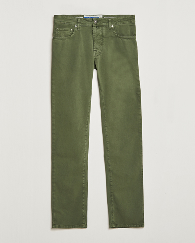 Herre | Italian Department | Jacob Cohën | Bard Garment Dyed Gabardine Trousers Green