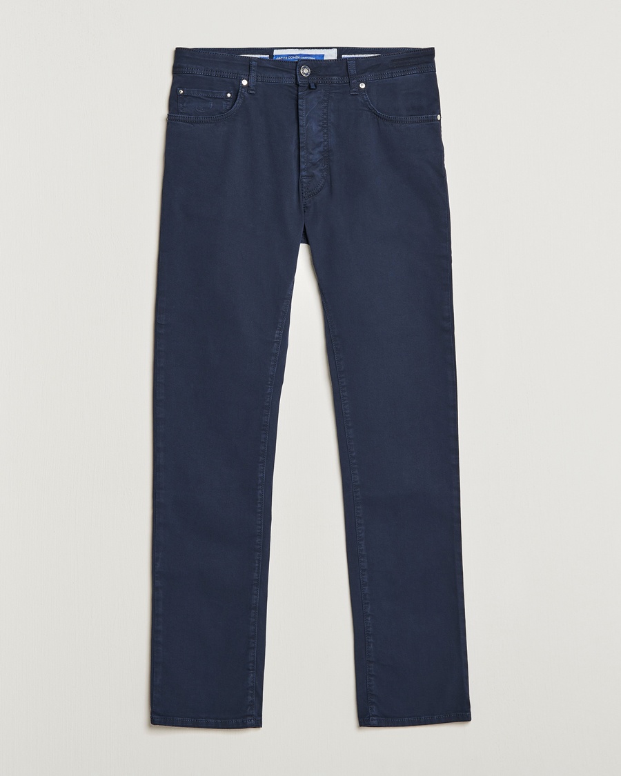 Herre | 5-lommersbukser | Jacob Cohën | Bard Garment Dyed Gabardine Trousers Navy