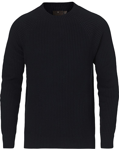 Herre |  | Oscar Jacobson | Salman Garment Dye Cotton Sweater Navy