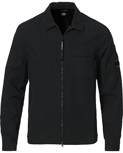 Skjorte |  Garment Dyed Gabardine Zip Shirt Jacket Black