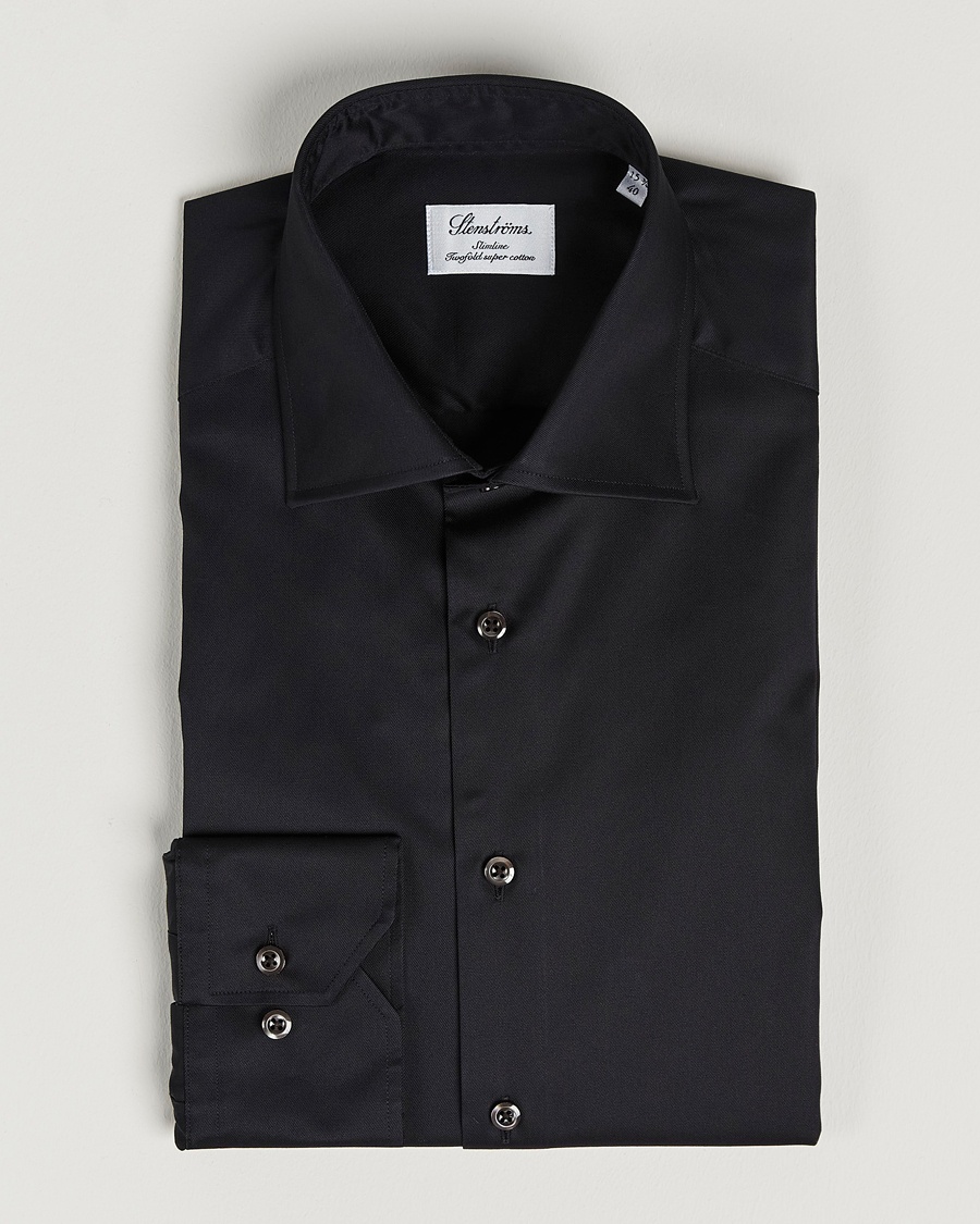 Herre | | Stenströms | Slimline Cut Away Shirt Black
