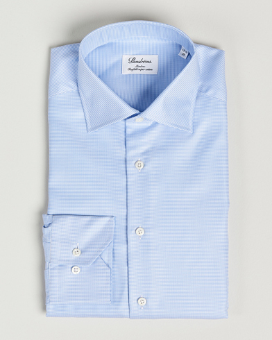Herre | Businesskjorter | Stenströms | Slimline Houndstooth Shirt Light Blue