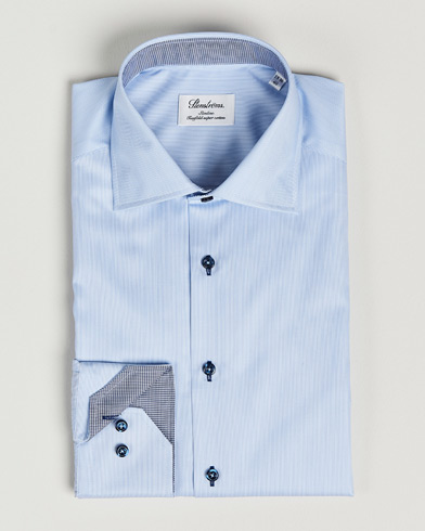 Herre |  | Stenströms | Slimline Striped Contrast Shirt Light Blue