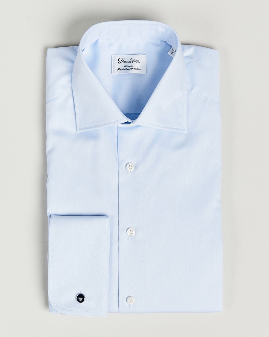 Herre | | Stenströms | Slimline Double Cuff Light Blue