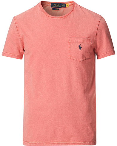 Kortermede t-shirts |  Cotton/Linen Crew Neck Pocket Tee Amalfi Red