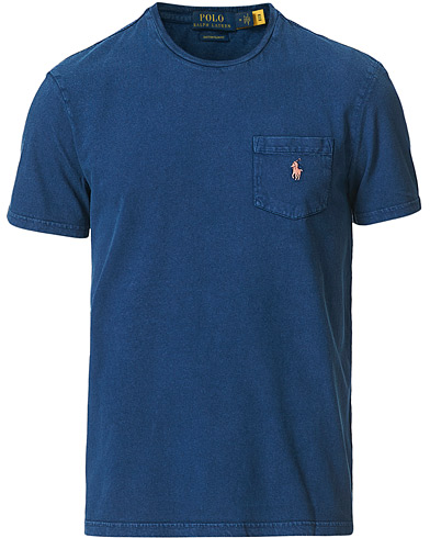 Kortermede t-shirts |  Cotton/Linen Crew Neck Pocket Tee Light Navy