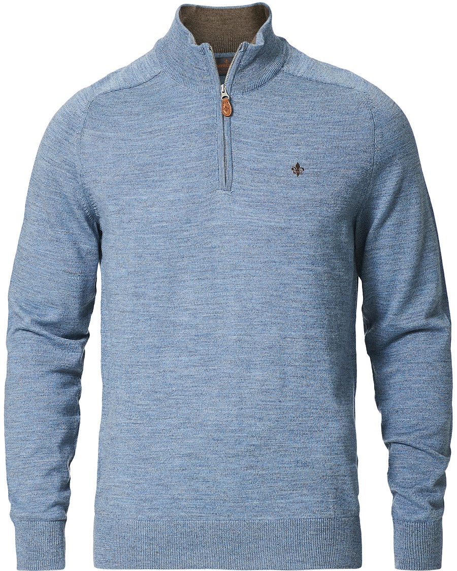 Morris John Merino Half Zip Light Blue Morris John Merino Half Zip Light Blue