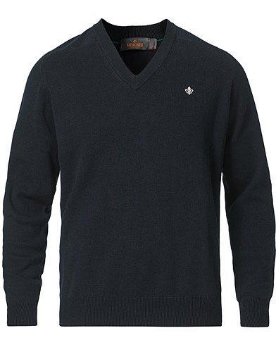 Herre | Strikkede gensere | Morris | Hilyard Knitted V-Neck Sweater Navy
