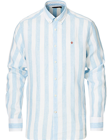 Casualskjorter |  Douglas Striped Linen Button Down Shirt Light Blue