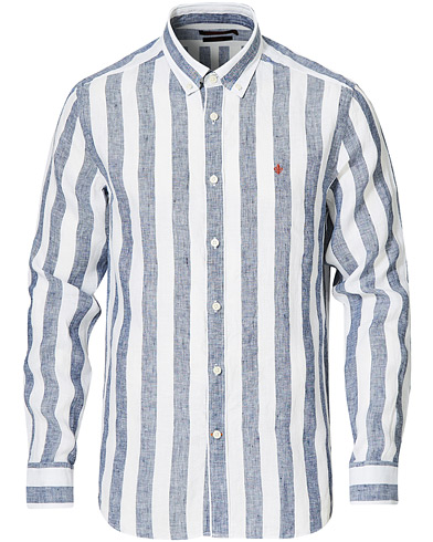  |  Douglas Striped Linen Button Down Shirt Navy