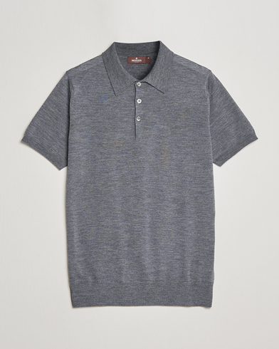 Herre | Strikkede pikéer | Morris Heritage | Short Sleeve Knitted Polo Shirt Grey