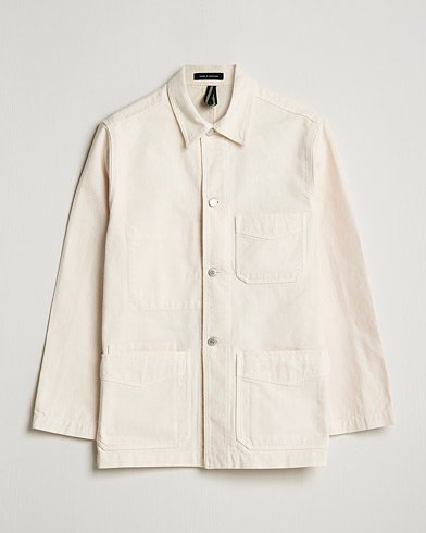 Herre | Tynne jakker | Drake's | Kuroki Cotton Canvas Chore Jacket Ecru