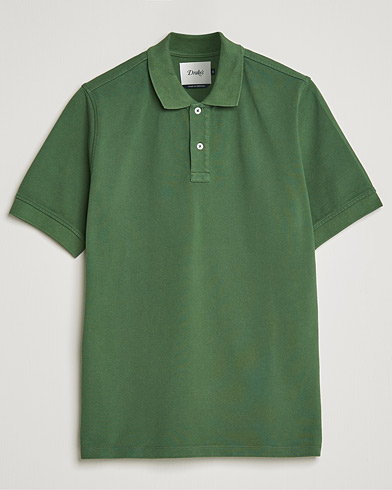 Drake\'s Short Sleeve Pique Polo Green