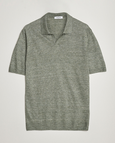 Herre |  | Gran Sasso | Knitted Linen Polo Green