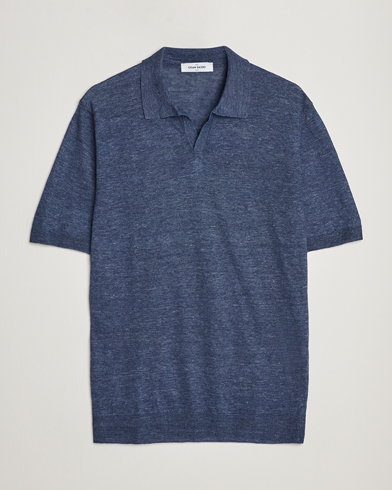Herre |  | Gran Sasso | Knitted Linen Polo Navy