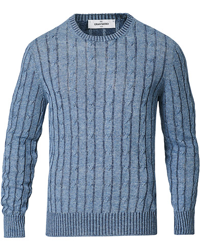  |  Cable Knitted Linen Sweater Blue