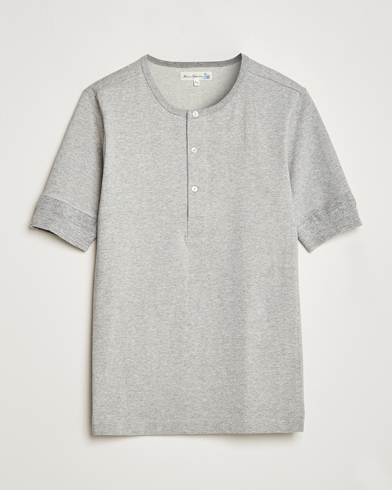 Herre | T-Shirts | Merz b. Schwanen | Short Sleeve Organic Cotton Henley Grey Mel