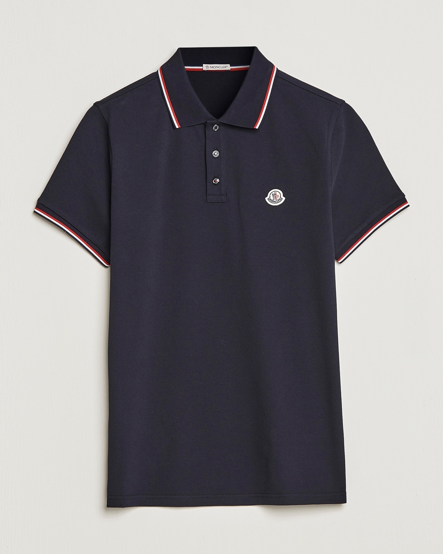 Moncler Contrast Rib Polo Navy – Blå