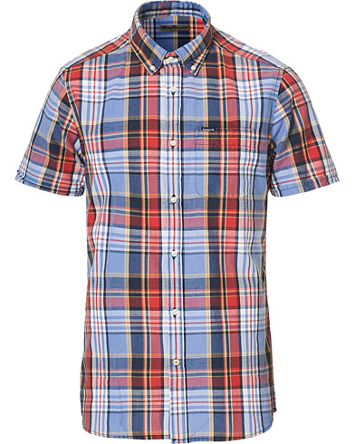  |  Tailored Abney Madras Short Sleeve Shirt Mid Blue