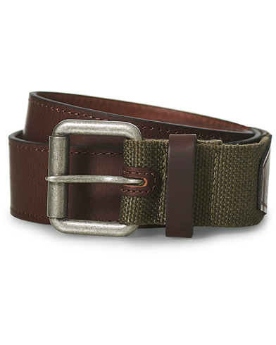 Herre |  | Barbour Lifestyle | Webbing Leather Belt Olive/Brown
