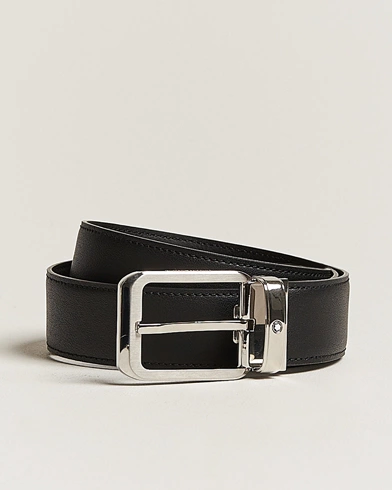 Herre | Umønstrede belter | Montblanc | Black 35 mm Leather belt Black
