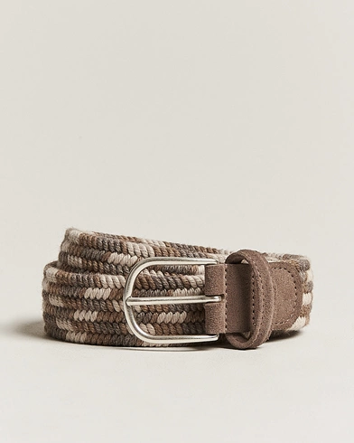 Herre | Belter | Anderson's | Braided Wool Belt Multi Natural