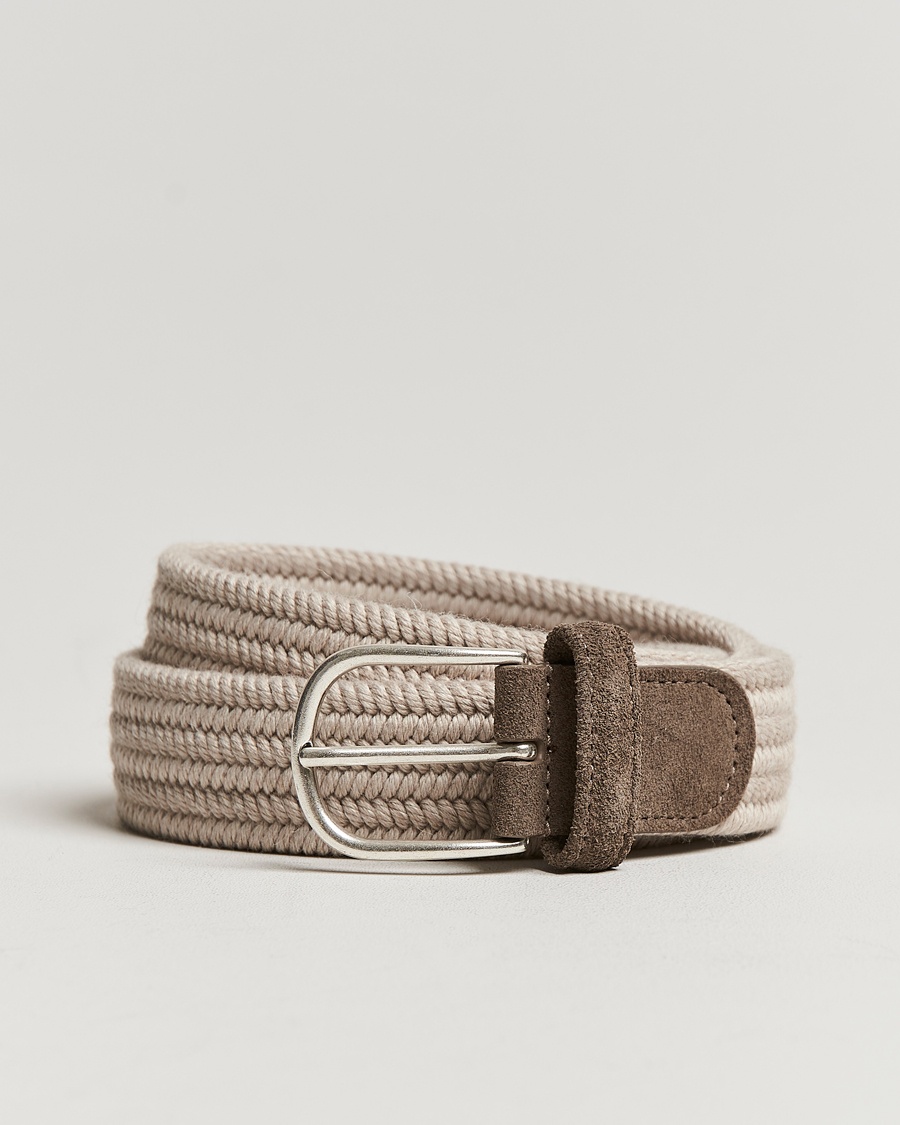 Herre | | Anderson's | Braided Wool Belt Beige