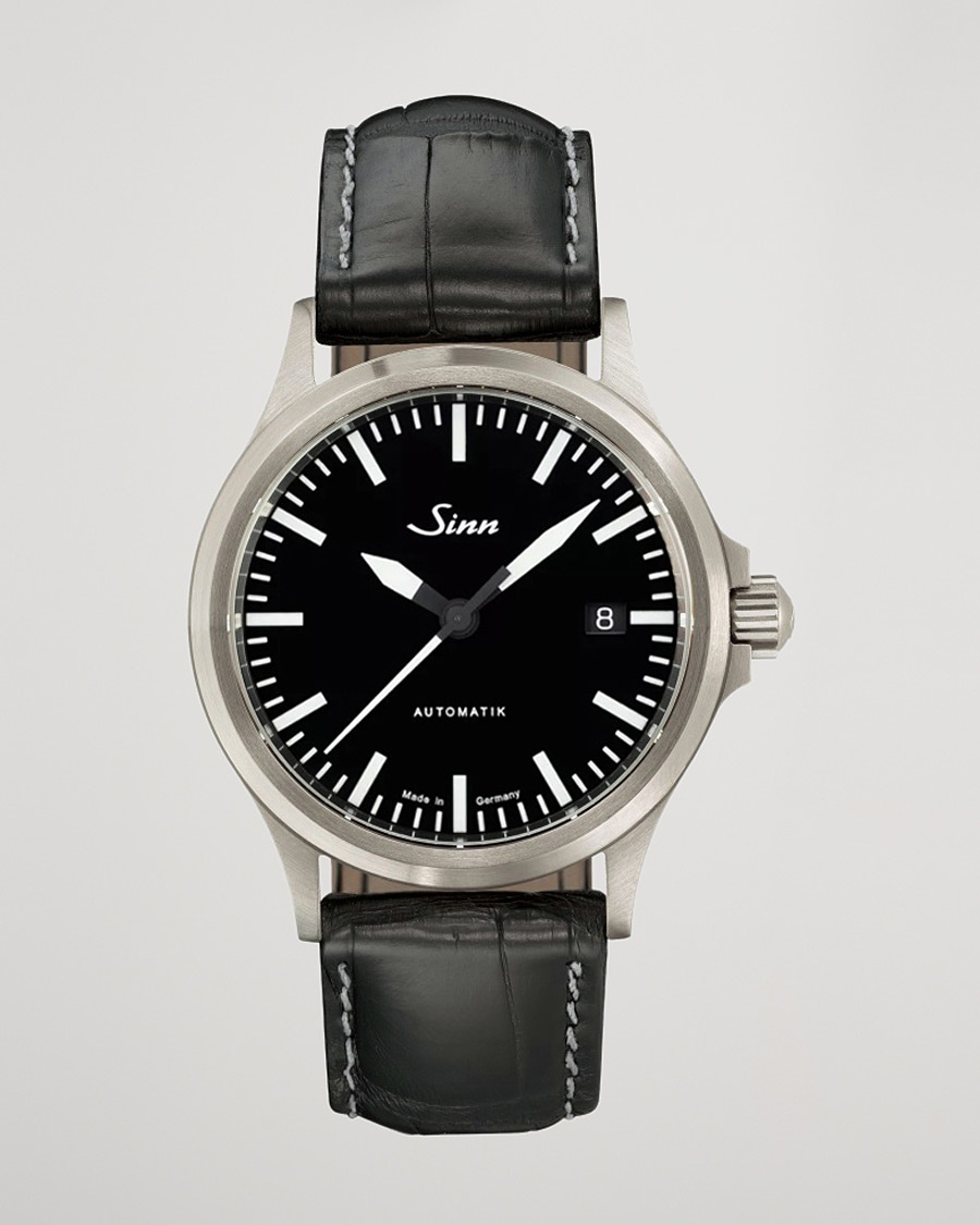 Herre | Skinnrem | Sinn | 556 I Date Watch 38,5mm Leather Strap Black