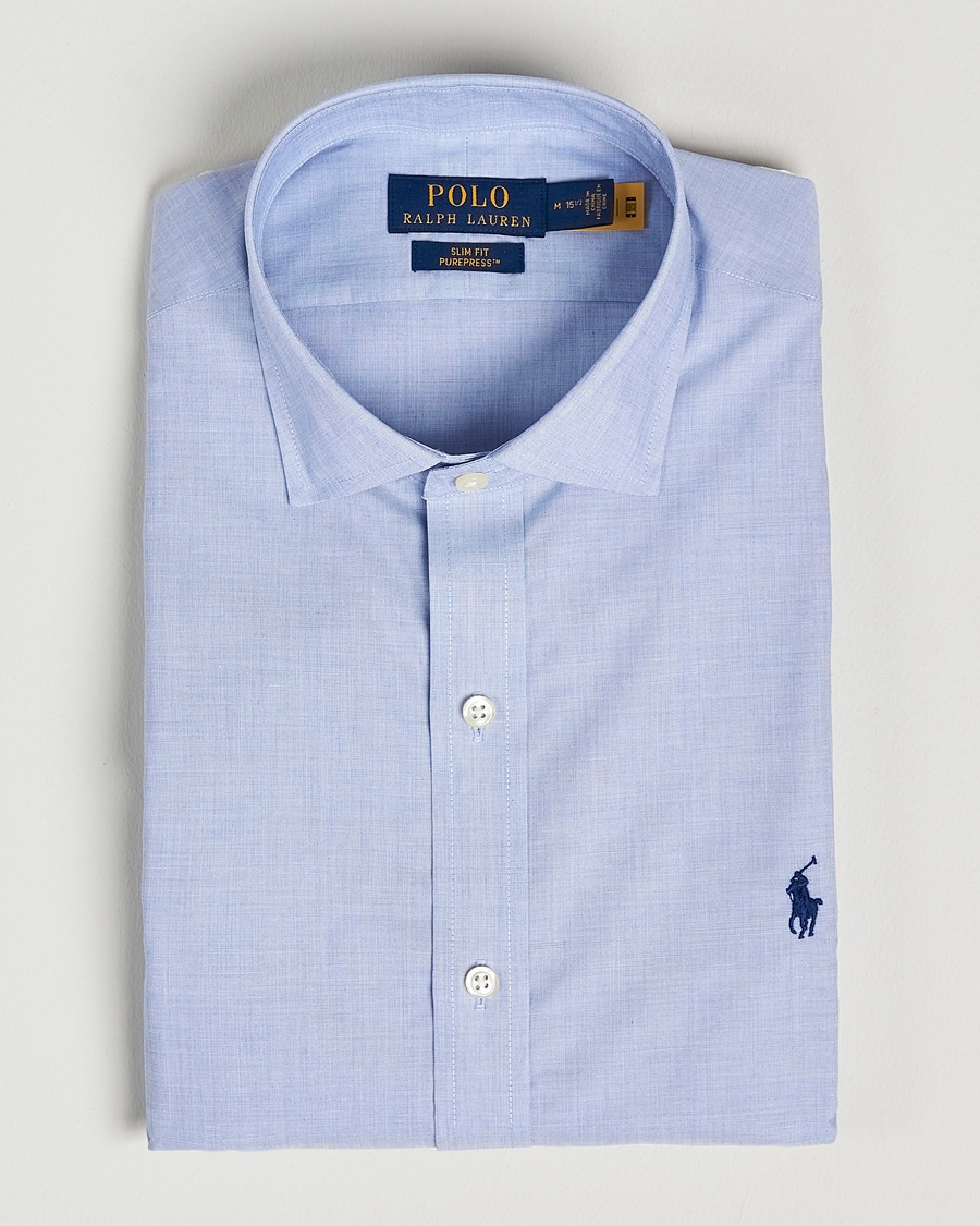 Polo Ralph Lauren Slim Fit Poplin Cut Away Dress Shirt Light Blue – Blå