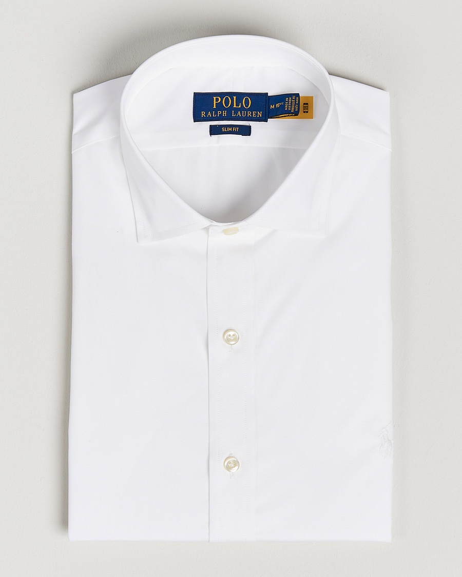 Polo Ralph Lauren Slim Fit Poplin Cut Away Dress Shirt White – Hvit