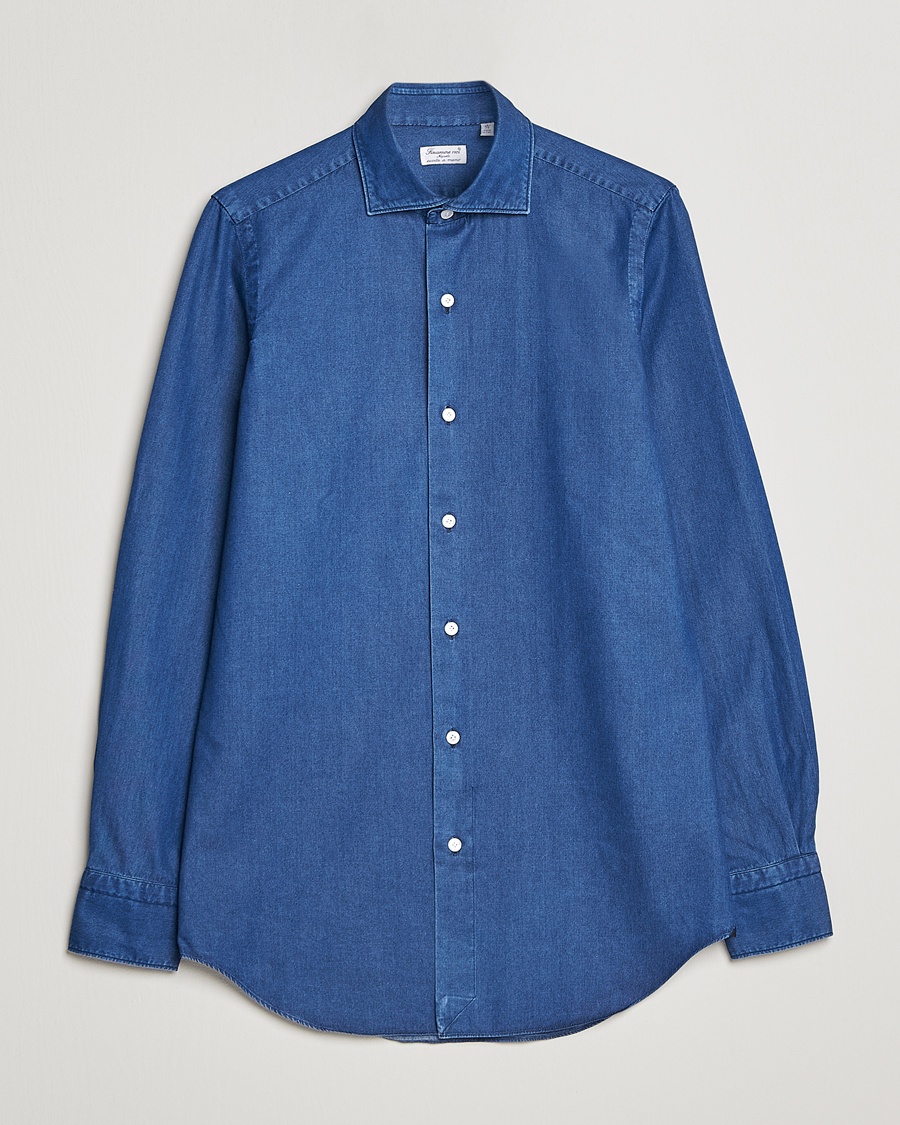 Finamore Napoli Milano Slim Denim Shirt Dark Indigo – Blå