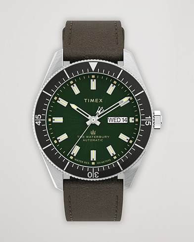 Herre | Skinnrem | Timex | Waterbury Diver Automatic 40mm Leather/Green Dial