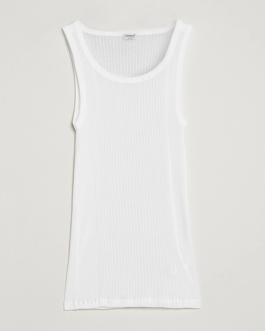Zimmerli of Switzerland Ribbed Mercerized Cotton Tank Top White – Hvit
