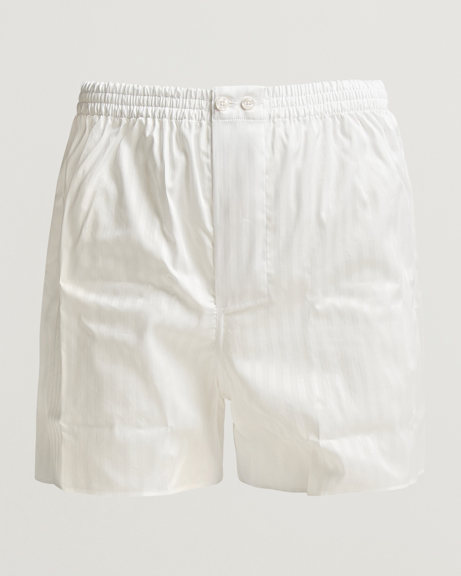 Herre | Boksershorts | Zimmerli of Switzerland | Mercerized Cotton Boxer Shorts White Stripes