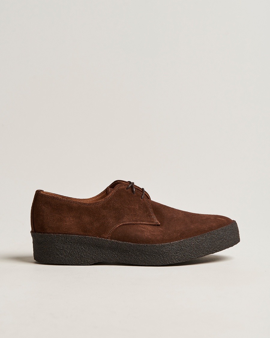 Sanders Gibson Lo Top Derby Polo Snuff Suede – Brun