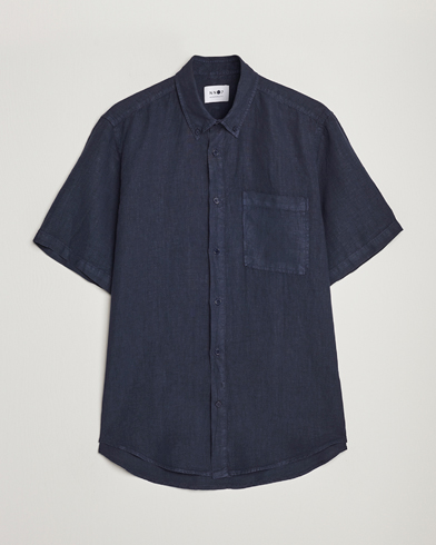 Herre | Plagg i lin | NN07 | Arne Linen Short Sleeve Shirt Navy
