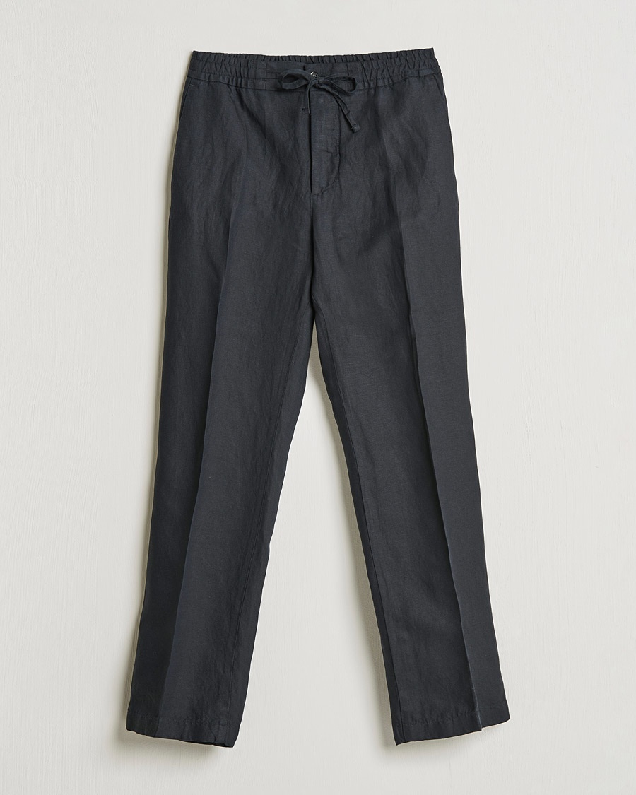 Herre | | J.Lindeberg | Sasha Drape Linen Drawstring Trousers Black