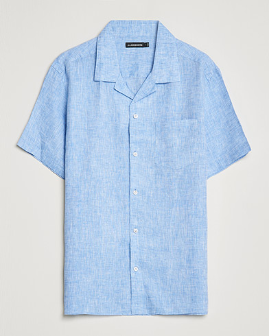 Herre | Kortermede skjorter | J.Lindeberg | Linen Melange Short Sleeve Shirt Ultramarine