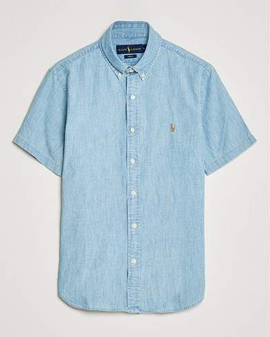 Herre | Kortermede skjorter | Polo Ralph Lauren | Slim Fit Short Sleeve Chambray Shirt Light Indigo