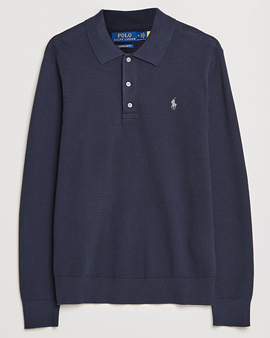Herre |  | Polo Ralph Lauren | Textured Knitted Polo Navy
