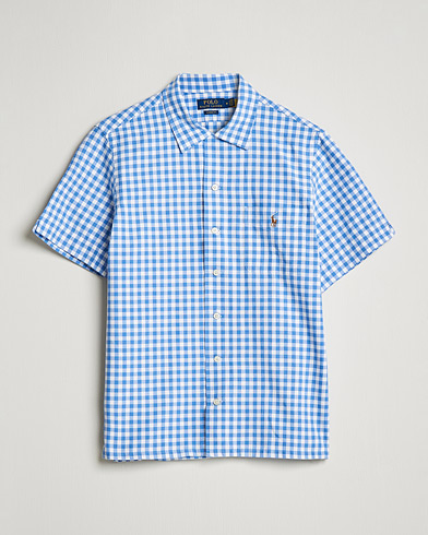 Herre |  | Polo Ralph Lauren | Short Sleeve Resort Collar Checked Shirt Blue/White