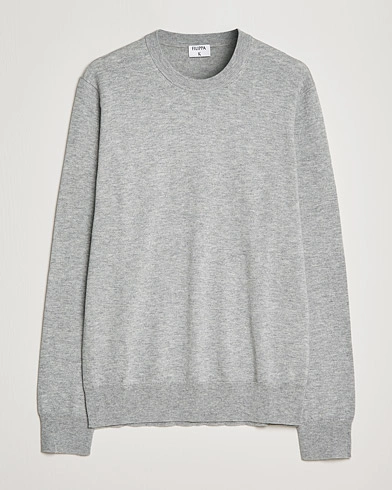 Herre | Pullovers rund hals | Filippa K | Cotton Merino Basic Sweater Light Grey Melange