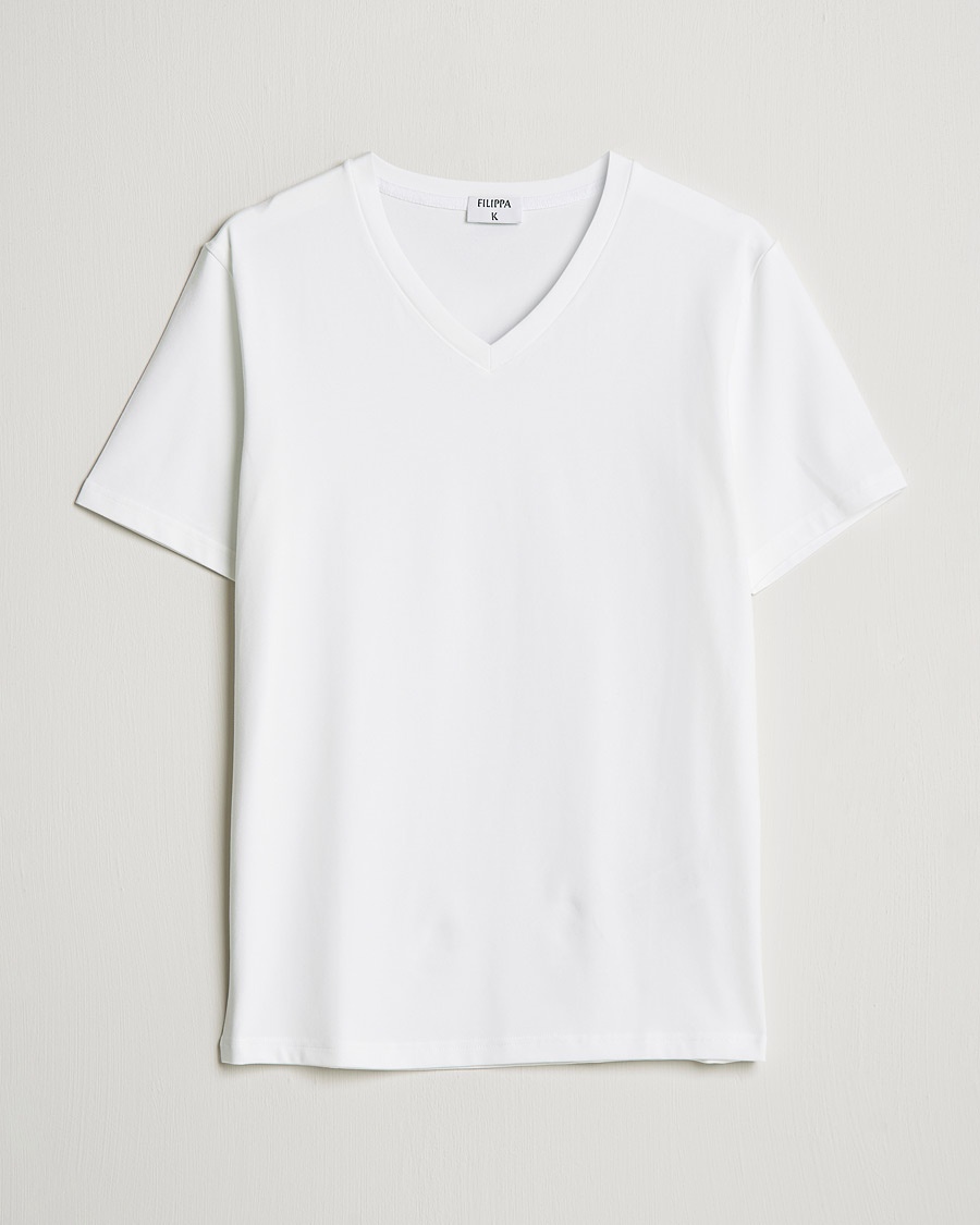 Filippa K Soft Lycra V-Neck Tee White – Hvit