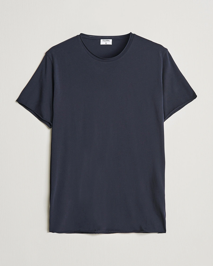 Herre | Kortermede t-shirts | Filippa K | Roll Neck Crew Neck Tee Navy