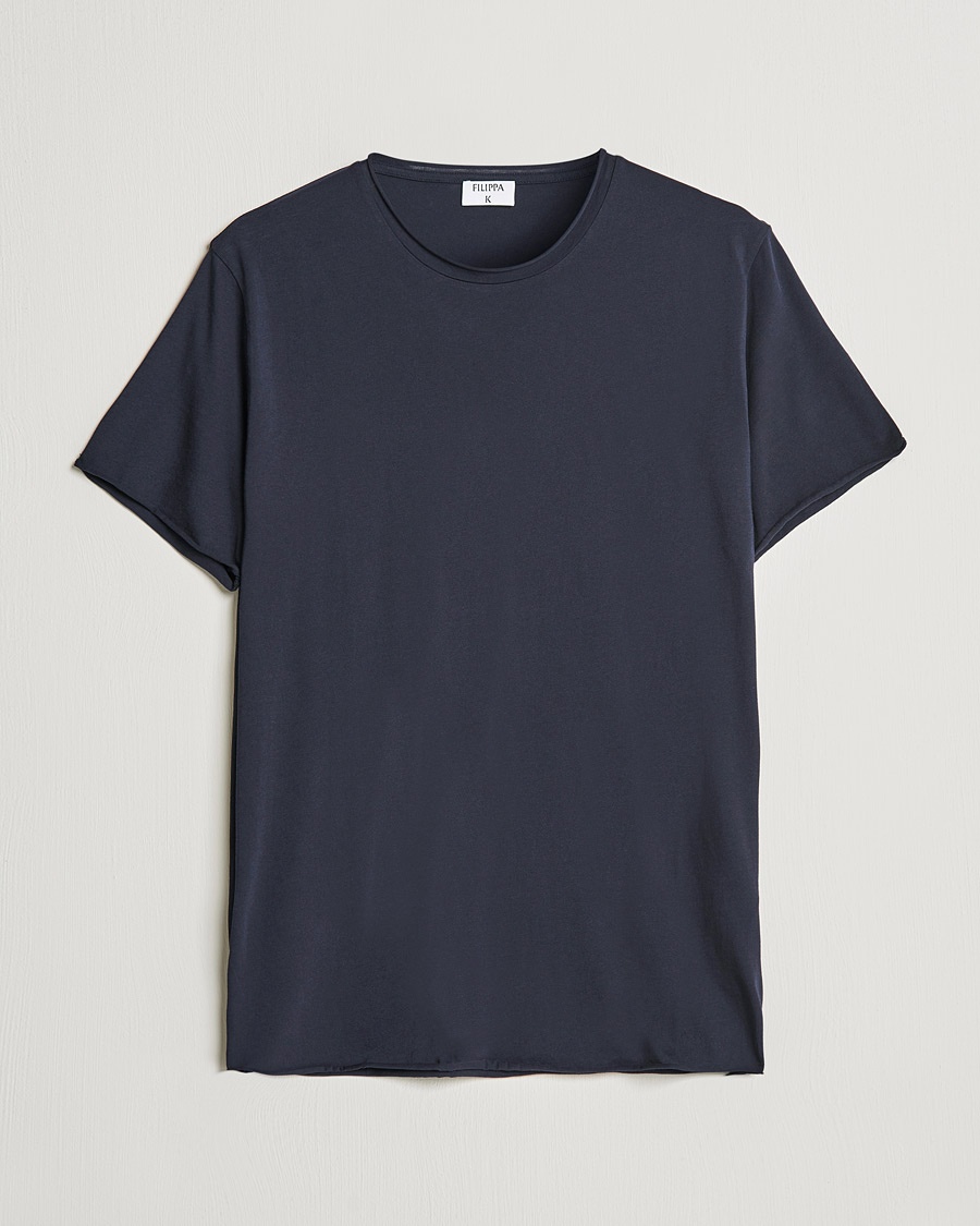 Filippa K Roll Neck Crew Neck Tee Navy – Blå