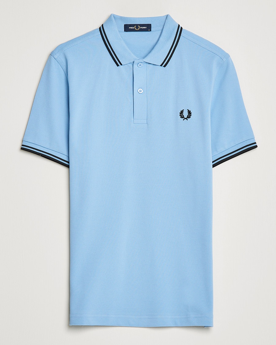Herre | | Fred Perry | Twin Tip Polo Sky Blue Black
